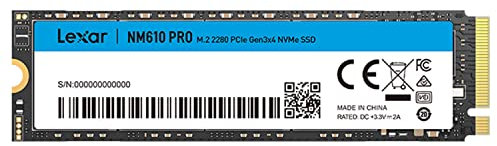 Lexar NM610PRO SSD 500GB, M.2 2280 PCIe Gen3x4 NVMe 1.4 SSD Interno, Fino a 3300MB/s in Lettura, 3D NAND Flash Unità a Stato Solido Interna per Laptop, Computer Desktop, PC
