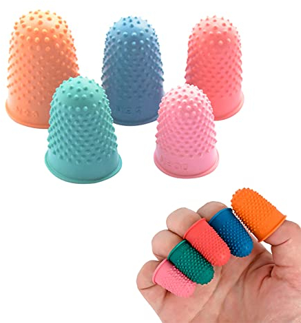 Fingerschutz Silikon, Fingerhut Silikon, Silikon Fingerschutz, Gummi Fingerhut, Silikon Fingerlinge, Gummi Finger Tip Pads, für Geld Zählen Schreiben Sortieren Sportspiele, 5 Farben, 5 Stück