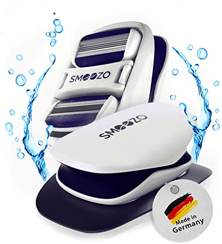 Premium Körpernassrasierer Damen und Herren - 50% Zeitersparnis - Made in Germany inkl. Klingen - Hautschonend - 2x 3 Klingen für Arme, Beine, Rücken, Achseln (Elegant dark blue)