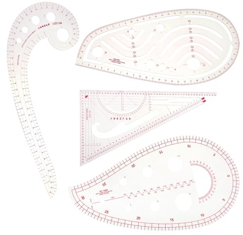 4 Stück Schneiderlineal, Kurvenlineal Lineal Nähen Kleidungs Lineal Metrisches Lineal Set Schneiderbedarf DIY Kurvenlineal Zum Nähen Schneidern Nähwerkzeuge, Musterdesign, Zeichnungsvorlage