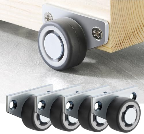 DQRMVV Seitenmontiert Rollen, Geräuscharme Gummiräder, Schubladenrollen, 4 Rollen, Für Möbel, Küchenschrank, Tisch, Tragfähigkeit 20KG （Einzelrad）(Size:30mm)