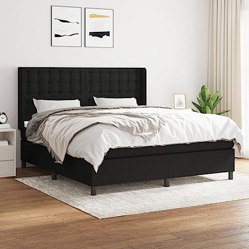 qohoio Boxspringbett mit Matratze Schwarz 160x200 cm Bett Boxspringbett Schlafzimmer MöBel Betten Bett Mit Matratze Stoff - 3131763