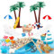 Dawumin 32 piezas de playa con micropaisaje, minisilla de playa, sombrilla pequeña palmera, decoración de verano, decoración de jardín para bricolaje, decoración de jardín