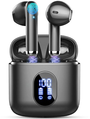 Cuffie Bluetooth 5.4, Mini Auricolari Bluetooth Stereo HiFi, 4 HD Mic Cuffie Wireless In Ear con ENC Cancellazione Rumore, 30H Cuffie Senza Filo LED Display, IP7 Impermeabili Cuffiette per Android/iOS