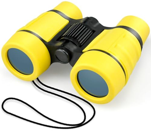 Toy Binoculars Kids Binoculars for 3-8 Year Old 4x30 High Resolution ChildrenBinoculars for Age 4 5 6 7 KidsBinocular Outdoor Toys for Boys Girls Birthday Present Gifts Age 3+ (YELLOW)