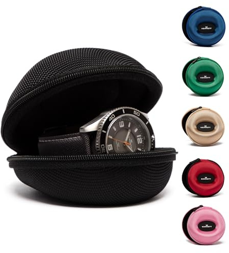 Kennett Single Watch Travel Case – Durable, Impact-Resistant & Water-Resistant Watch Storage Case for Men & Women (Black)