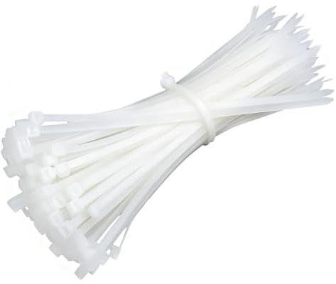100 Pack White Mini Thin Cable Ties,Small Cable Ties Clear 100mm x 3mm | Plastic Zip Ties 27 Lbs Tensile Strength, Nylon Self Locking Tie Wraps for Household, Office, Garden
