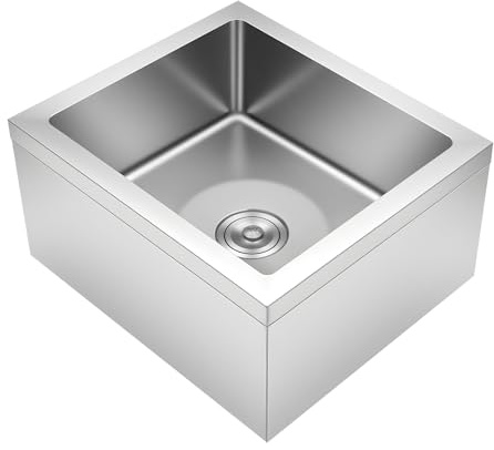 Lavandino in acciaio inox pesante per lavabo, moderno lavabo commerciale, mop Service Basin Utility per lavanderia, officina, garage, 55,88 × 48,26 × 28,5 cm