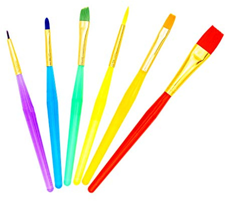 TSI Nylonpinsel-Set 6tlg aus Nylon, Größen: 1,2,3,4,5 und 9, Farbig Transparente Pinselstiele, Art.Nr. 49009