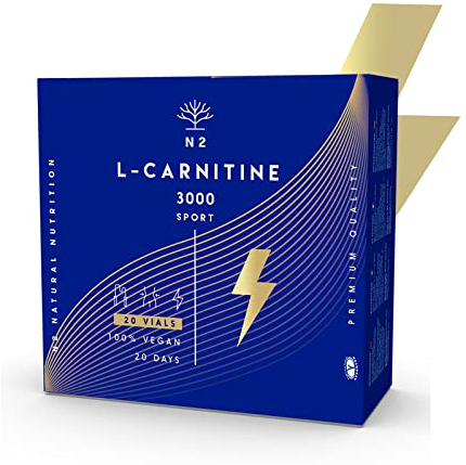 L-CARNITIN 3000 Pure – 20 Ampullen Pre-Workout Booster. Vegan. CE-zertifiziert. N2 Natural Nutrition