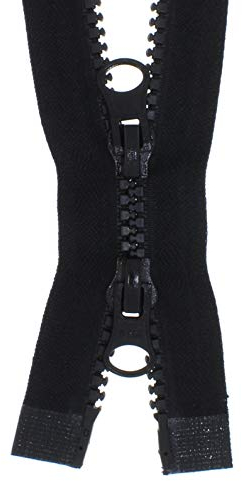 zipworld 2-Wege Reißverschluss Kunststoff - Plastik Zähne teilbar 5-6mm 2PZ schwarz - 322 (77cm)