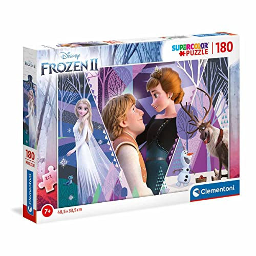 Clementoni 29309 Supercolor Frozen 2 – Puzzle 180 Teile ab 7 Jahren, buntes Kinderpuzzle mit besonderer Leuchtkraft & Farbintensität, Geschicklichkeitsspiel für Kinder