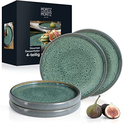 Moritz & Moritz SOLID Lot de 4 petites assiettes de 21 cm – Lot de 4 assiettes à dessert, assiettes à gâteau, assiettes à petit-déjeuner – Ensemble de vaisselle pour servir