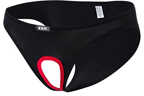 Drelaar Calzoncillos de bolsa abierta sexy para hombre, Negro, L