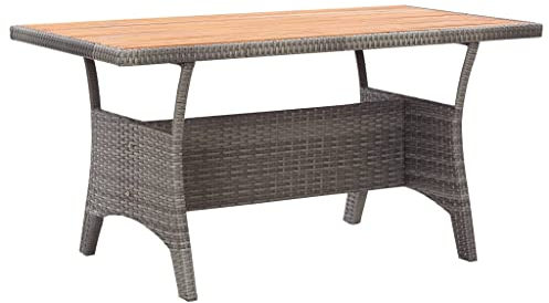vidaXL Bois d'Acacia Massif Table de Jardin Table de Salle à Manger de Patio Meuble de Repas de Terrasse Table à Dîner d'Extérieur Gris 120x70x66 cm