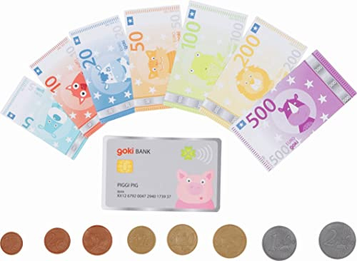 Goki Spielgeld Tierische Taler, inkl. Kreditkarte: Geldscheine:6 x 3,1-8 x 4,1 cm,Münzen:Ø1,5-2,6 cm,per Set
