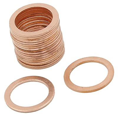 A ABSOPRO Cobre Arandela M15 x 20mm x 1mm Plano Sellado Junta Anillo (Juego de 20)