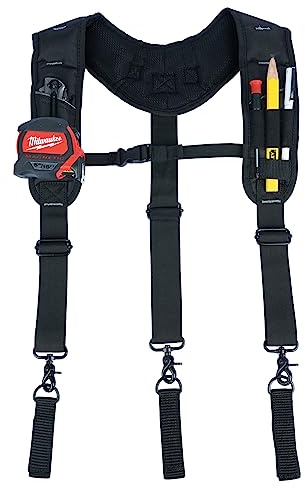 KUNN Tool Belt Suspenders,Heavy Duty 3-Points Padded Construction Work Pouch Suspender for Men with Tool Belt Loops