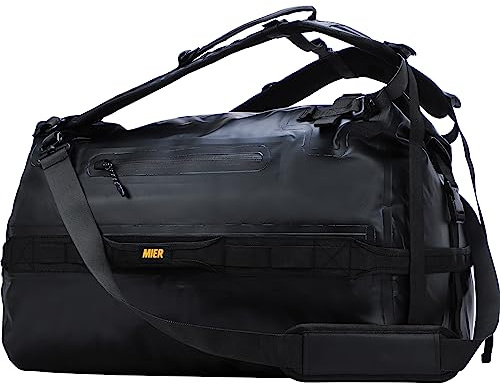 MIER wasserdichte Reisetasche 60L, Dry Bag Rolltop, Duffle Bag, Schwarz