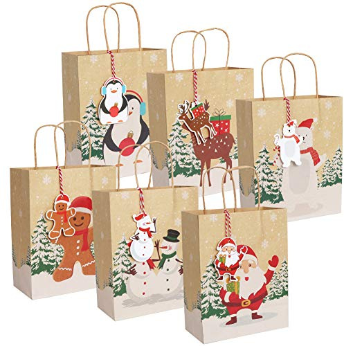 Fayavoo 24 Stück Geschenktüten Weihnachten Groß, 22,9 x 17,8 x 10,2 cm