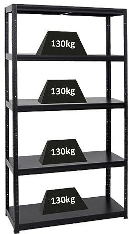 PROREGAL Metallregal Steel Eagle 180x100x40cm Fachlast 130kg Schwarz Schwerlastregal, Küchenregal, Kellerregal, Steckregal, Garagenregal, Lagerregal