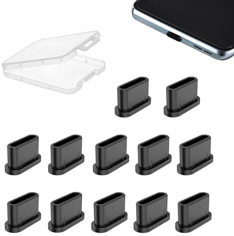 Azwood USB C Dust Plug Protective Cap, Pack of 12 Silicone Cover Type C Port Dust Plug USB Type C Port Anti-Dust Plug Protection Compatible with Smartphone Tablet and USB Type C Devices