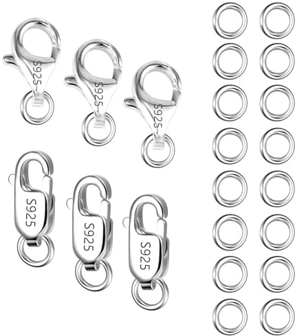 ALEXCRAFT Jewelry Making Set, 26Pcs 925 Sterling Silver Jewelry Clasps Necklace Clasps with Jump Rings Set Bracelet Clasp Necklace Connect Pendant Rings Jewelry Repair Clasps 925 Jewelry Findings