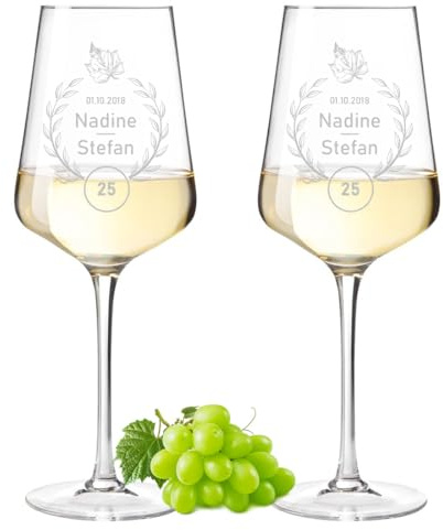 Leonardo Puccini Weingläser 560 ml 2er-Set mit Gravur zur Hochzeit - das perfekte Geschenk - Geschenke zur Hochzeit, Jahrestag und Verlobung - Weinglas als Liebesgeschenk - für Frauen und Männer