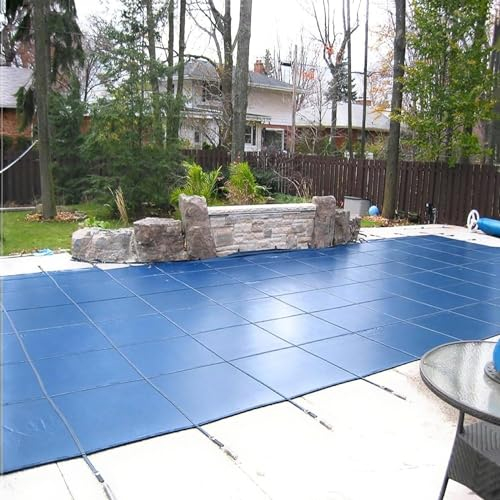 Solarplane Poolabdeckung Rechteckige Anti-Schnee-Poolabdeckung for den Winter, robuste Poolabdeckung aus Polypropylen for eingelassene Pools, Poolschutzmatte mit Drahtseilsaum an allen Kanten(23ftx32f