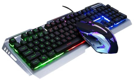 AOKWAWALIY tastiera gaming usb set tastiera e mouse gaming meccanica tastiere USB da gioco fantastica a LED Sensazione meccanica topo impostare v1