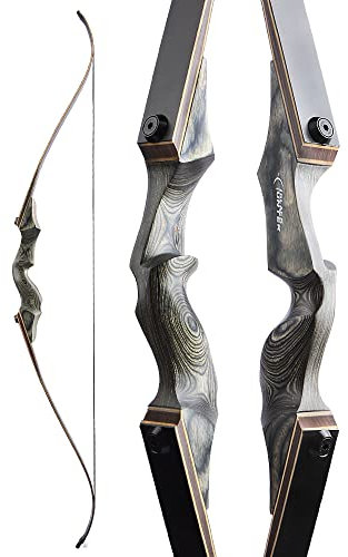 60 Schwarzer Jäger Original Recurve Bogen Set Amerikanischer Jagd-Langbogen Bogenschießen Holzbogen 20-60lbs Rechts/Linkshänder für Bogenschießen Jagd Schießen Praxis (Linke Hand grau, 35Ibs)