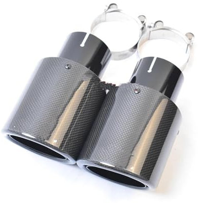 Auspuffrohr Heckkehle Auto-Auspuff-Endrohre Glänzendes Carbon-Schwarz-Endstück Edelstahl Gelockter Flansch Schalldämpferspitze Auspuffrohr Endrohr (Size : 76-101mm)
