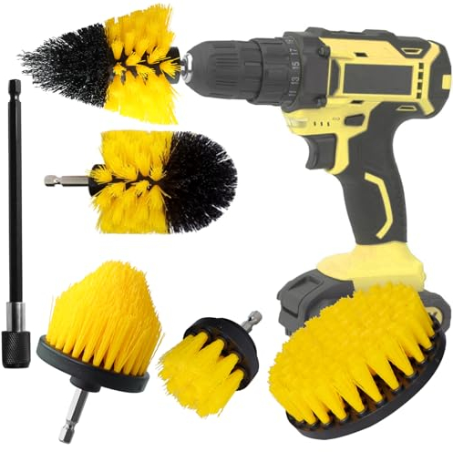 Juego de 6 cepillos para taladro, juego de cepillos de limpieza, kit de limpieza para lechada, ducha, bañera, azulejos, esquinas, baño y superficie de cocina (6 piezas)