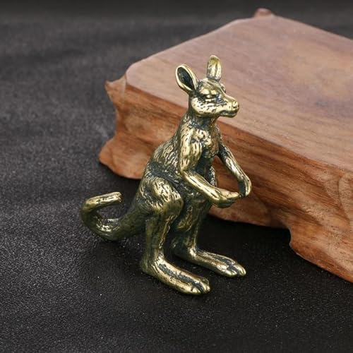 JUDUOYANXIAN Bücherregal-Dekoration, Messingfiguren, 5,2 x 4 cm, Vintage-Känguru-Figuren, Miniaturen, Tee, Haustier, Handwerk, Schreibtisch, kleine Ornamente, Tier-Heimdekorationen