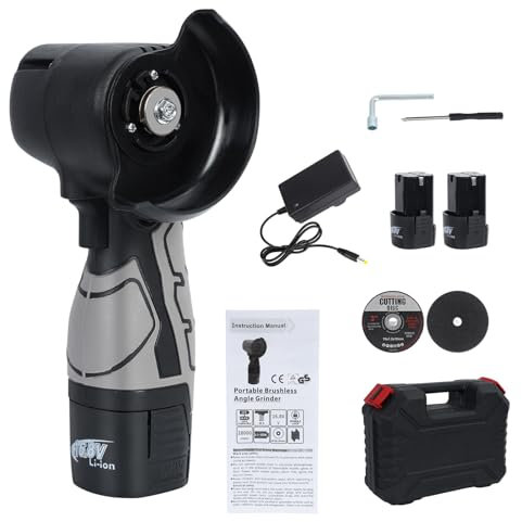 Mini amoladora angular inalámbrica de 18 V 550 W, máquina de molienda sin escobillas para moler, cortar, pulir, afilar, amoladora angular de batería con maleta, 2 baterías de 1.5 Ah, 2 discos de