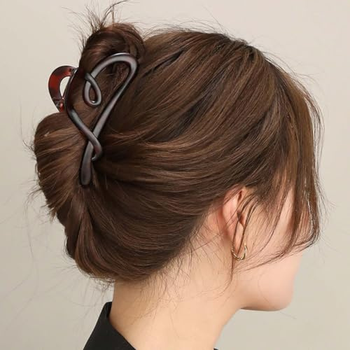Einfache Herz Klauenklammern Einfache Herz Haarklammern Einfache starke Haltebackenklammer große rutschfeste Haarklammern für dickes Haar und langes Haar modische Haar Accessoires Schmuck (Braun)