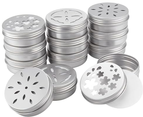 Osmond 12 Stück Lufterfrischer-Dosen, 3 Stile, Behälter mit Duftperlen, Behälter aus Metall, Aluminium, 2 Unzen, leere Aufbewahrungsboxen mit Deckeln