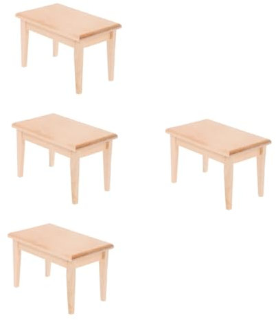 VICASKY 4 Stück Mini-Puppenhaus rechteckiger Küchentisch Puppenhausmöbel-Modellspielzeug Puppenhaus-Computertisch Puppenhaus-Esstisch Möbelmodelle Puppenhaustisch Mini-Hausverzierung Abs