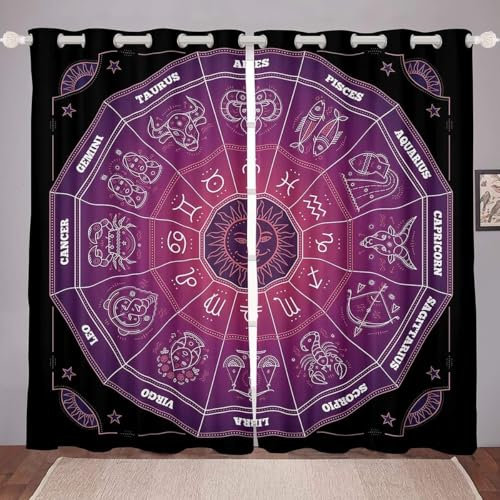 YZQGLHP Gardinen Konstellation Vorhänge H145 x B135 cm Mode Verdunklungsvorhänge 2er Set Schiebe Schallschutz Polyester Vorhang mit Ösen für Schlafzimmer Wohnzimmer