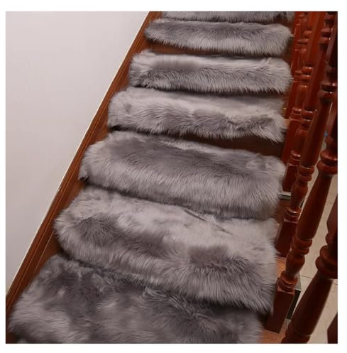 WJLYDM Stufenmatten Soft Fluffy Plush Stair Treads Carpet Rectangle Non-Slip Rug Floor Mat for Living Room Bedroom Stair Decor Safety Mute Step Rugs FüR Treppen(QA-3,25x85 cm)