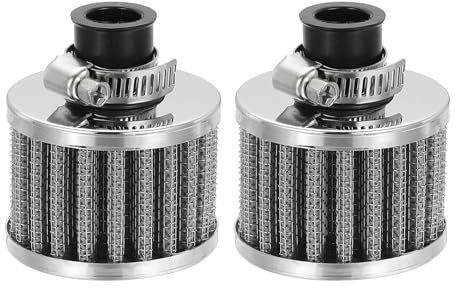 PATIKIL 12 mm Air Filter, 2 Pcs Motor Cone Cold Clean Air Intake Filter, Vent Breather Valve Cover Breather Filter for Motorcycle Car Silver