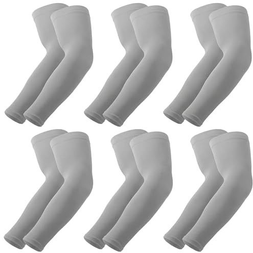 Supmovo 6 Pares de Manguitos de Brazo UV para Hombre y Mujer, Manguitos de Compresión Refrescantes, Protección Solar UPF para Deporte, Running, Ciclismo, Golf y Cubrir Tatuajes