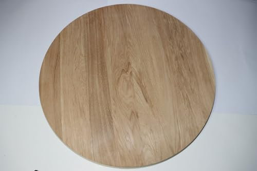 Runde Platte aus massiver Eiche, Massivholzplatte Eiche, Tischplatte, Esstich, Runder Tisch, Arbeitsplatte (Durchmesser 30cm)