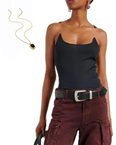 YSFUKNQG Débardeur à Bretelles Invisibles, débardeur à Fines Bretelles Transparentes, débardeur Invisible for fête, Haut à Bretelles flottantes, avec Collier