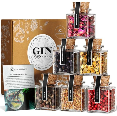 UMBRELLA® Gin Botanicals Geschenkset – 6 Premium-Gin-Gewürze in Bio-Qualität inkl. Rezepten – DIY Geschenkbox mit hochwertigen Zusätzen für Genießer