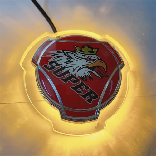 Griffin-Super-Logo-Aufkleber für Scania, Auto, LKW, Frontemblem, Abzeichen mit 24 V LED, orange-gelbe Beleuchtungsstreifen, anwendbar für LKW-beleuchtetes Zubehör, 1 Set (rot)