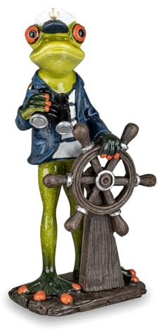 Generisch Dekofigur Frosch Seefahrer | Figur Kapitän maritim Deko | Froschfigur | 19 cm