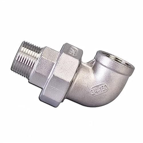 racor codo, 1/4 3/8 1/2 3/4 1 1-1/4 1-1/2 BSP Hilo macho a hembra Acero inoxidable 304 Codo de 90 grados Conector de instalación de tuberías Codo de metal(1 1/4)
