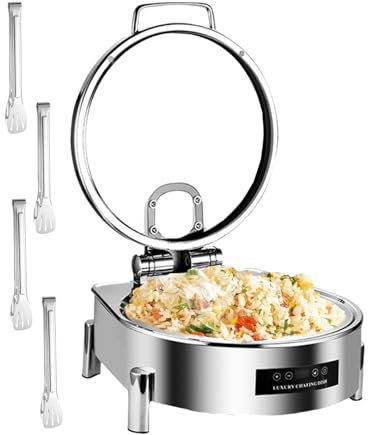 Scaldavivande commerciale da 6 litri, scaldavivande elettrico per tavolo da pranzo, fornello da cucina, riscaldamento a 360°, 300 W-800 W, visualizzazione della temperatura in tempo reale, c, round