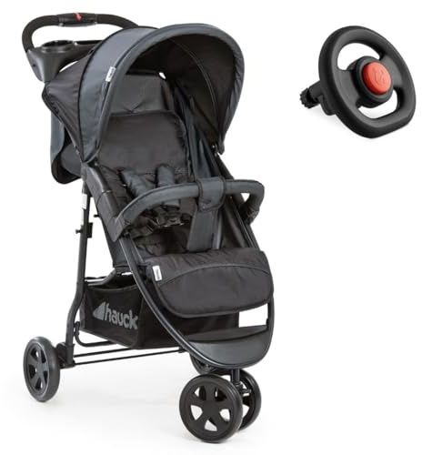 hauck Citi Neo 2 Set de Carro 3 Ruedas con Pack de Accesorios XXL - Carrito Bebé Ultraligero con Volante de Juguete Protector de Lluvia y Mosquitera - Reclinable y Plegable – Caviar Stone